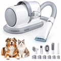 Professional Pet Grooming Vacuum Kit 3 Suction Modes and 5 Groomer Tools with Cordless Low Noise Clippers for Cats and Dogs