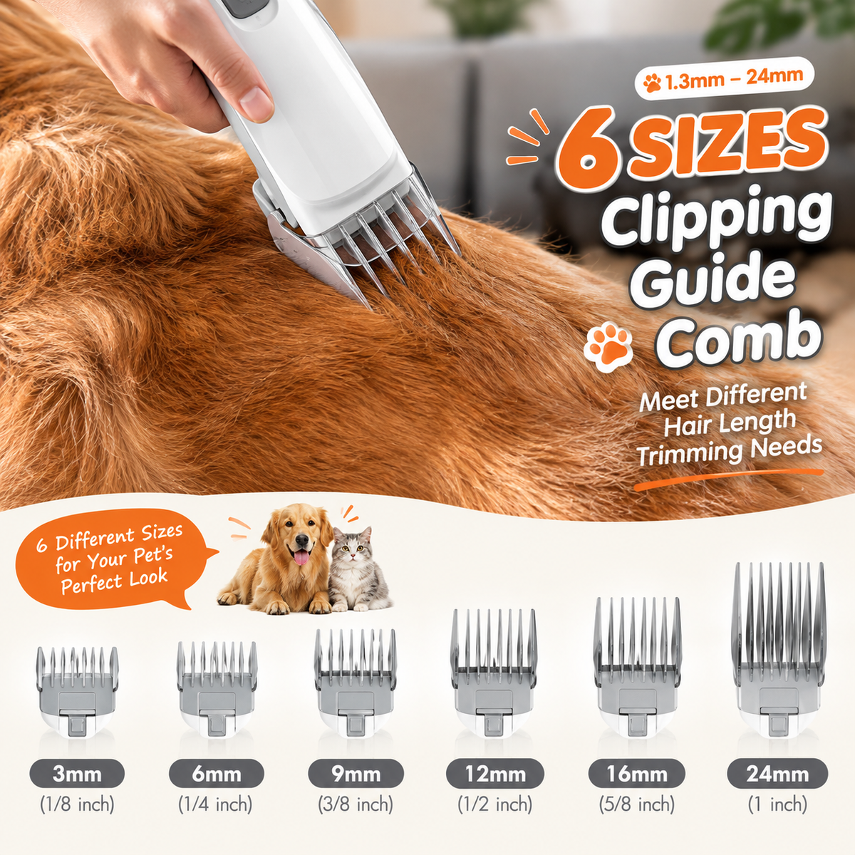 Professional Pet Grooming Vacuum Kit 3 Suction Modes and 5 Groomer Tools with Cordless Low Noise Clippers for Cats and Dogs