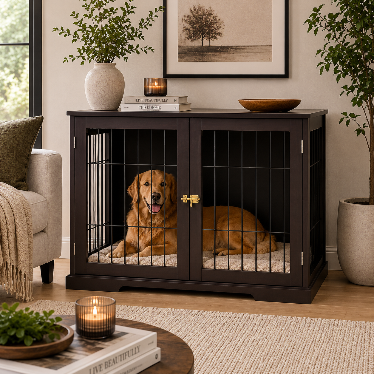 TRIXIE Pet Home Furniture Style Dog Crate, Brown, Medium