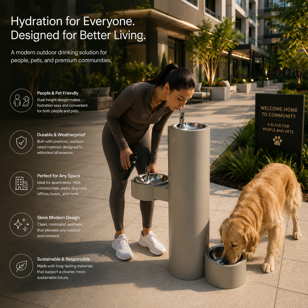 Barrier Free Bi-Level Fountain w/ Pet Bowl