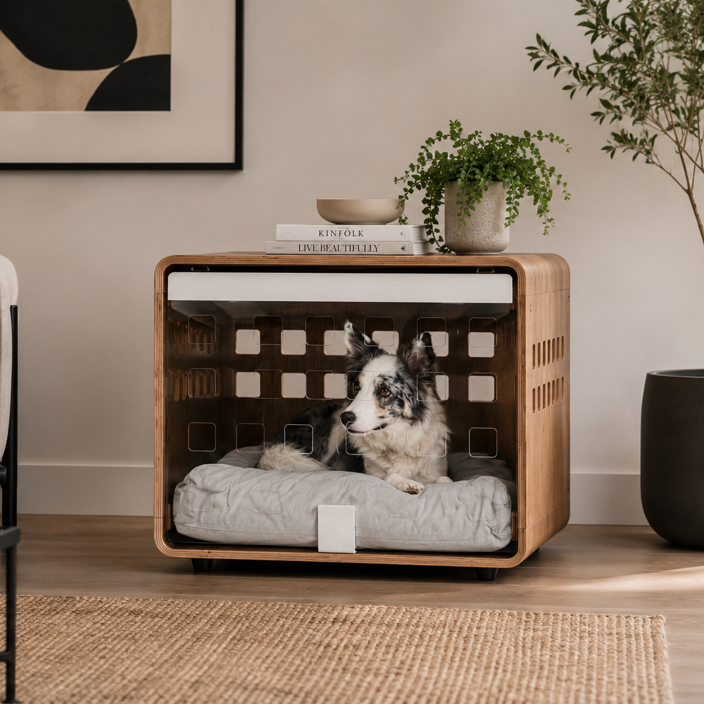 Fable Medium Pet Crate, Walnut Finish