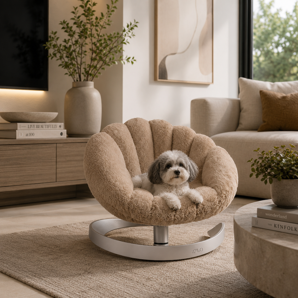 Tavo Shell Pet Bed & Swaying Lounger - Caramel